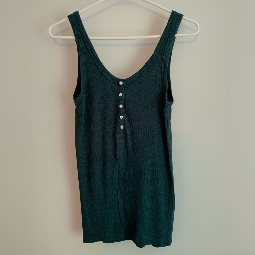 aerie “real soft” button up Henley tank dark green